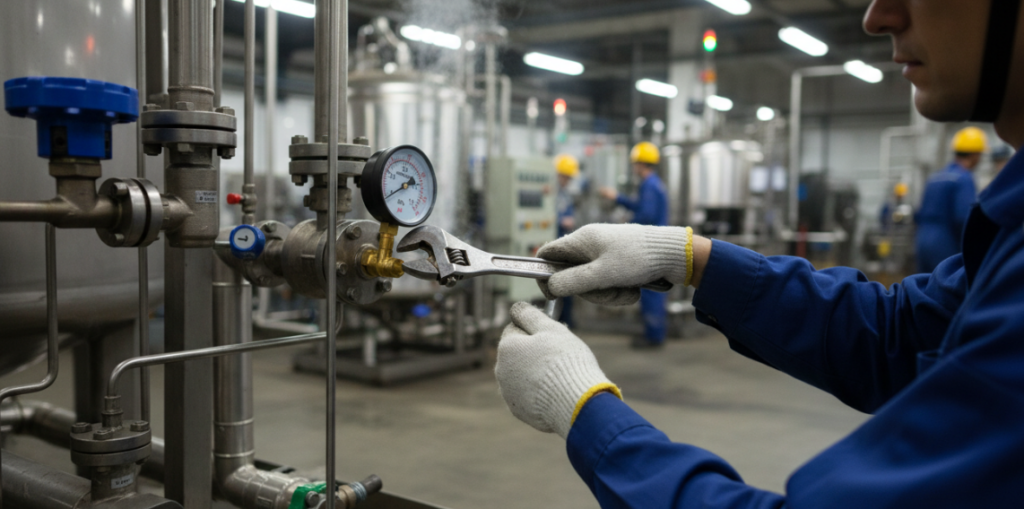 Install pressure gauges on site