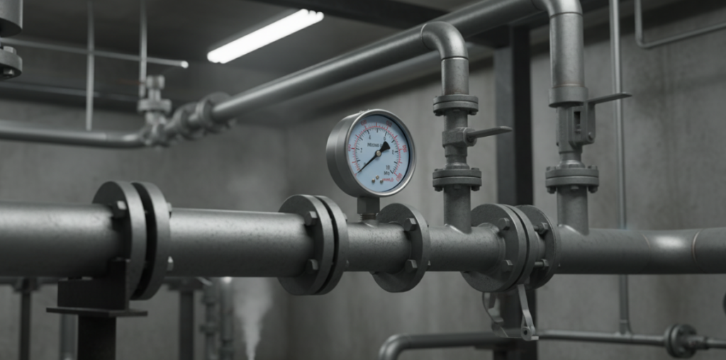Pressure gauge on the pipeline