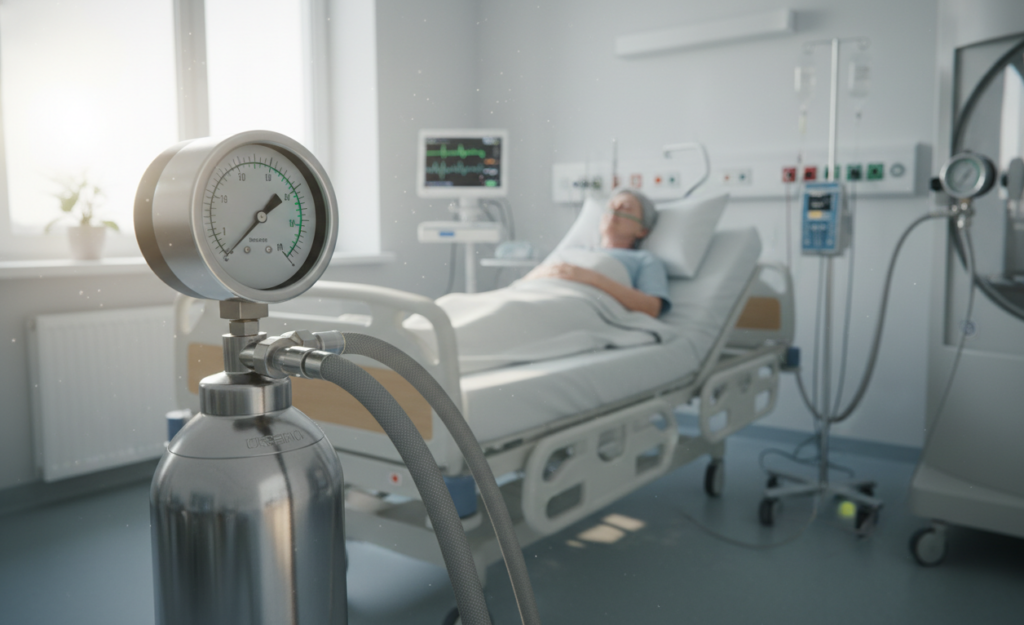 Oxygen cylinder pressure gauge applicable to people