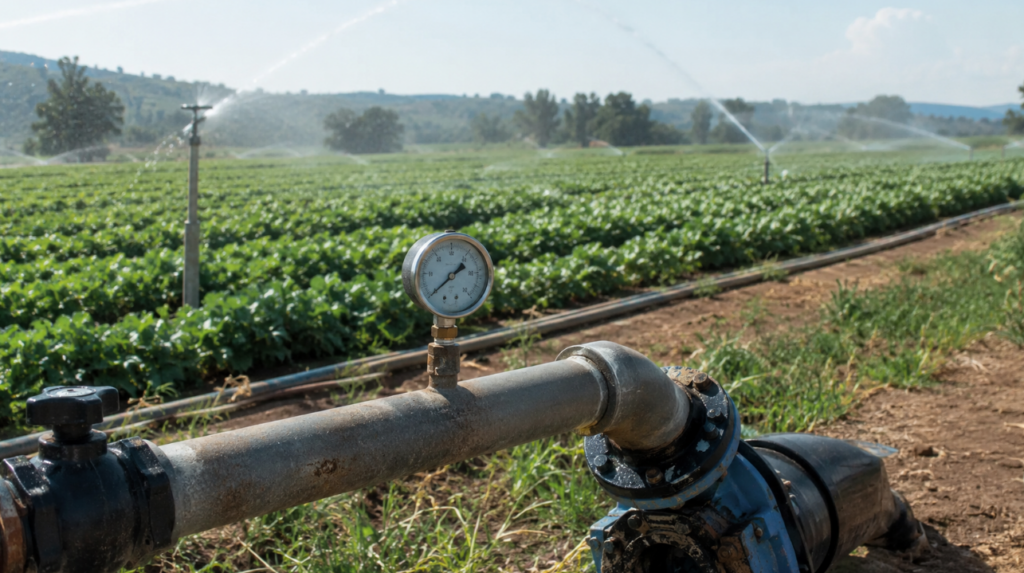 Water pressure gauge for sprinkler system for people

