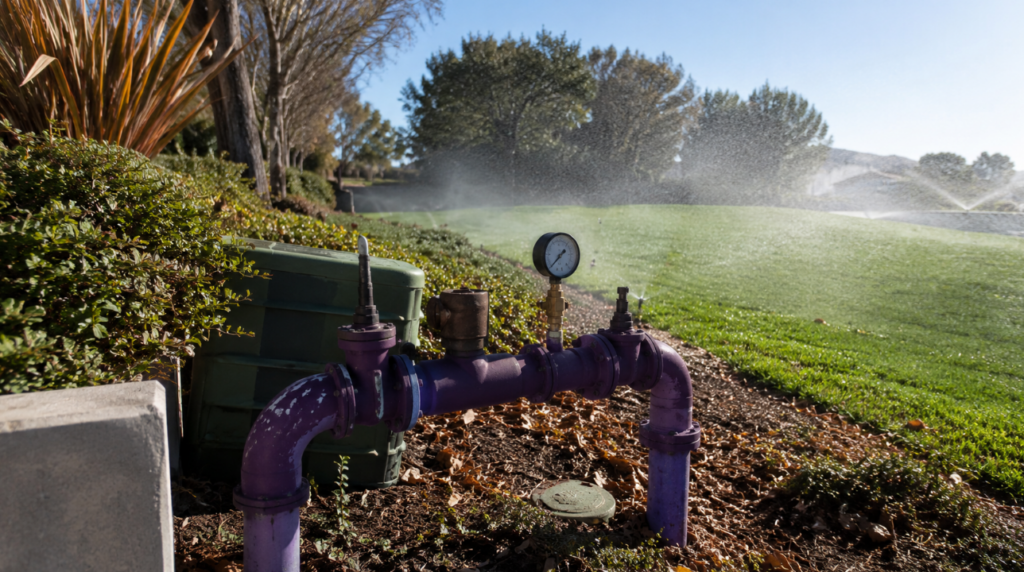 Water pressure gauge for sprinkler system for people
