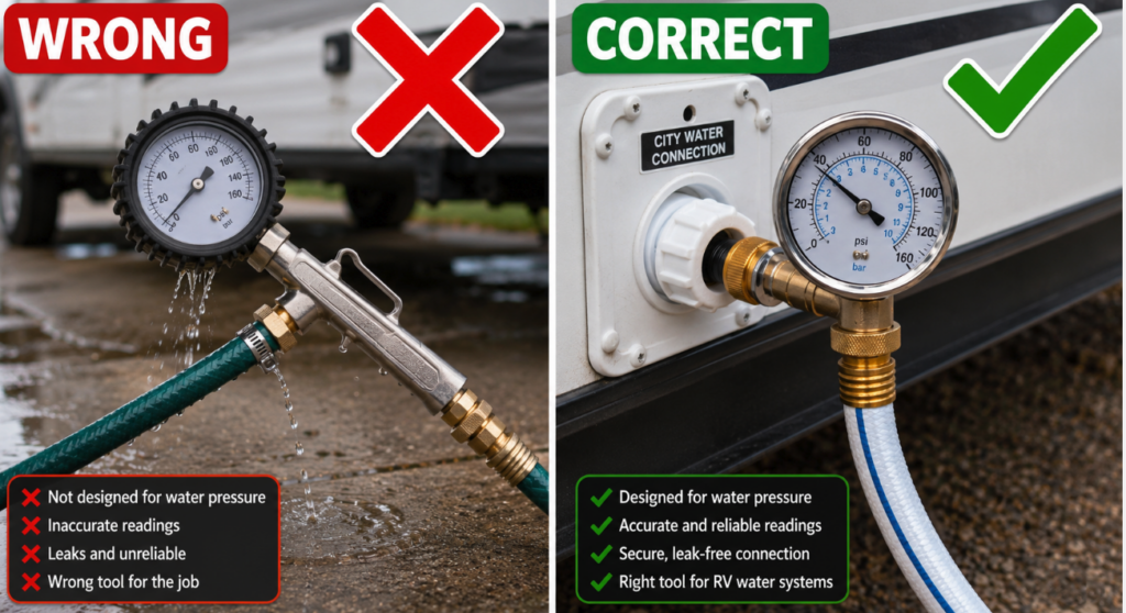 Pressure gauges must not be used interchangeably.