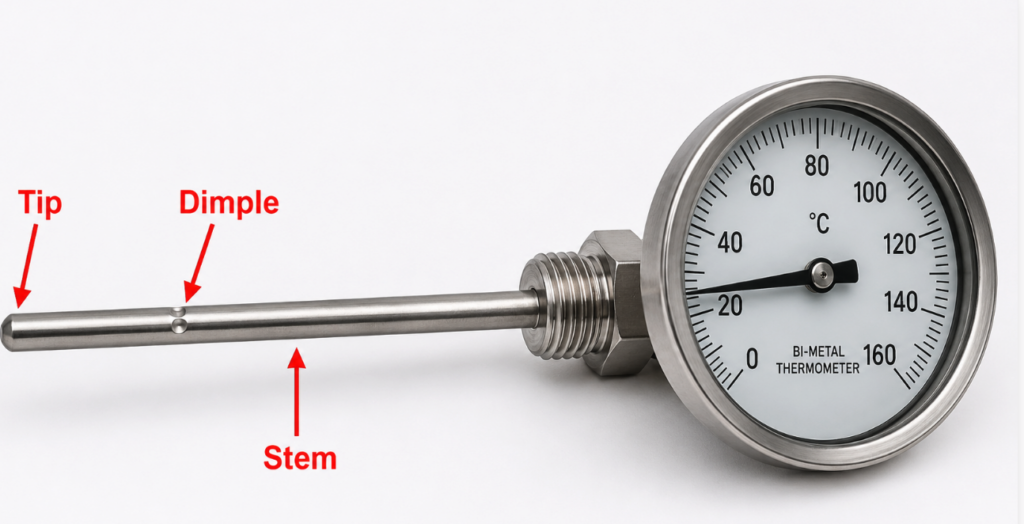 Anatomical diagram of a thermometer's structure