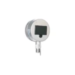 Front view of silver digital pressure gauge with rectangular LCD display